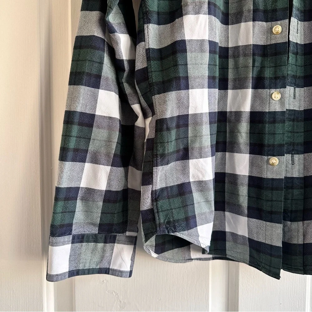J. Crew Slim Broken-in cotton oxford‎ shirt green plaid small